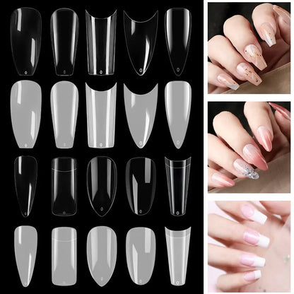 500-Piece False Nail Tips Box - Variety of Shapes, High-Quality ABS Material