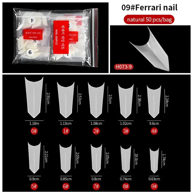 500-Piece False Nail Tips Box - Variety of Shapes, High-Quality ABS Material