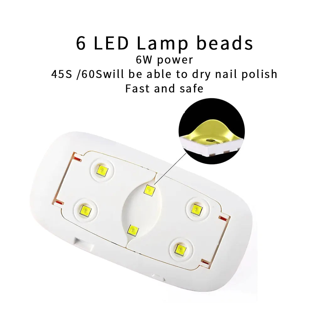 Mini Nail Dryer Lamp | 6W UV/LED/Poly Gel Nail Curing Light