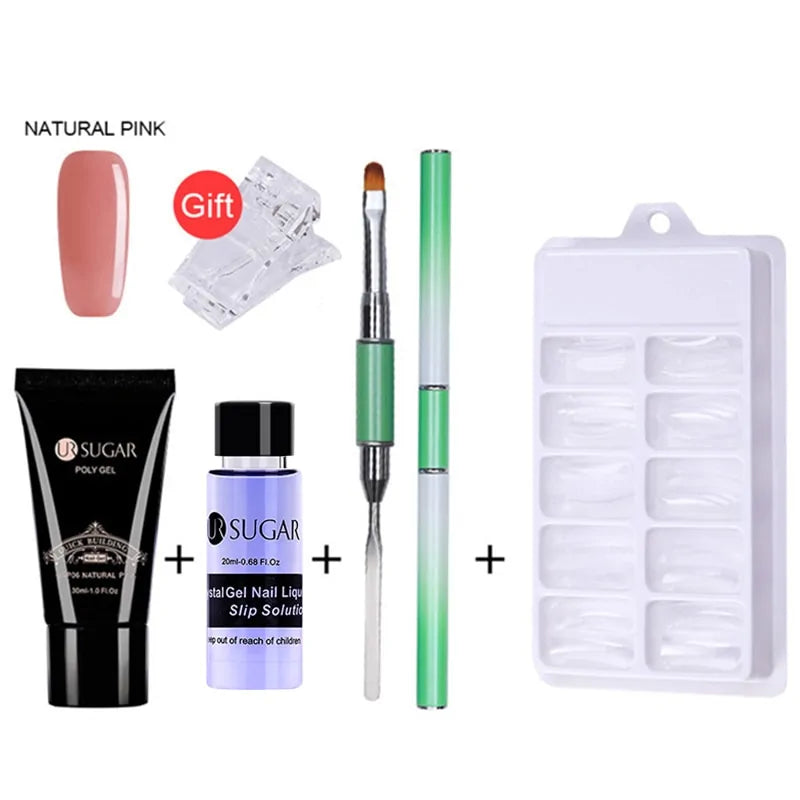 PolyGel Nail Kit with 1pc Gel Brush - Create Flawless Salon-Quality Nail Extensions at Home