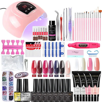 Poly Nail Gel Kit with 54W UV Lamp