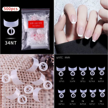 Natural Clear False Acrylic Nail Tips - Full/Half Cover Tips - 500pcs