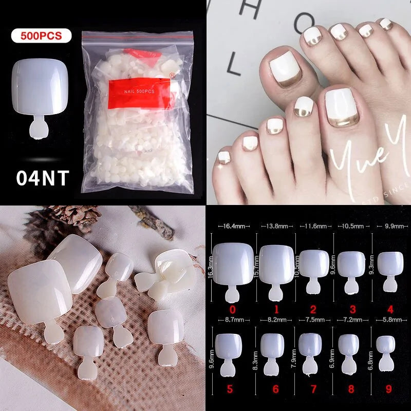 Natural Clear False Acrylic Nail Tips - Full/Half Cover Tips - 500pcs