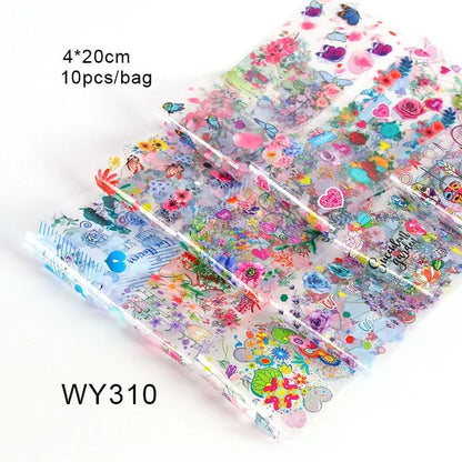 Mix Nail Art Transfer Stickers - 10pcs