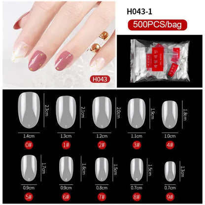 500-Piece False Nail Tips Box - Variety of Shapes, High-Quality ABS Material