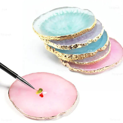 Round Resin Agate Stone Nail Color Palette Gel Polish - Stylish and Functional Nail Art Tool