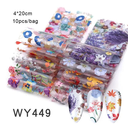 Mix Nail Art Transfer Stickers - 10pcs