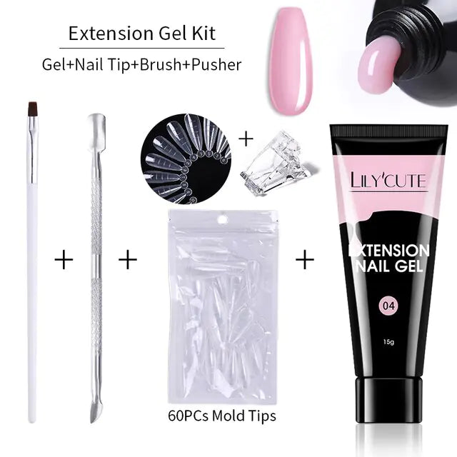 LILYCUTE Nail Extension Gel Set - Instant Length and Strength for Flawless Nails