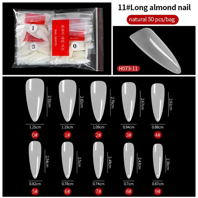 500-Piece False Nail Tips Box - Variety of Shapes, High-Quality ABS Material