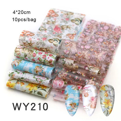 Mix Nail Art Transfer Stickers - 10pcs