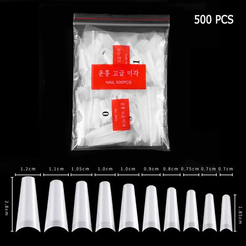 White Clear French False Acrylic Nail Tips - 500Pcs