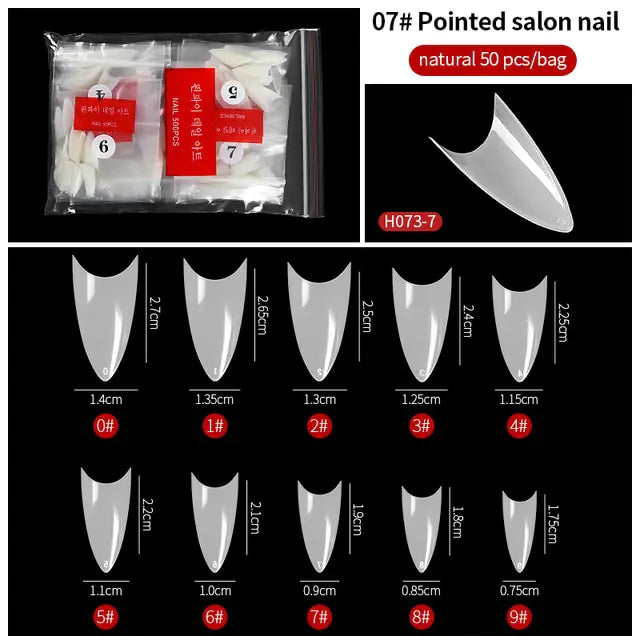 500-Piece False Nail Tips Box - Variety of Shapes, High-Quality ABS Material