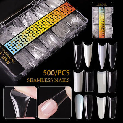 Premium Fake Nail Accessories - 500-Piece Collection