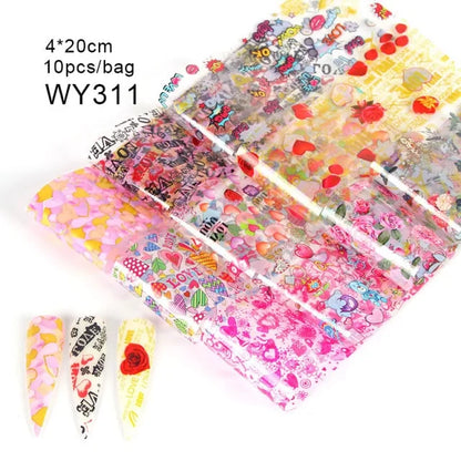 Mix Nail Art Transfer Stickers - 10pcs