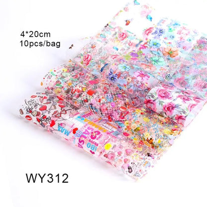 Mix Nail Art Transfer Stickers - 10pcs