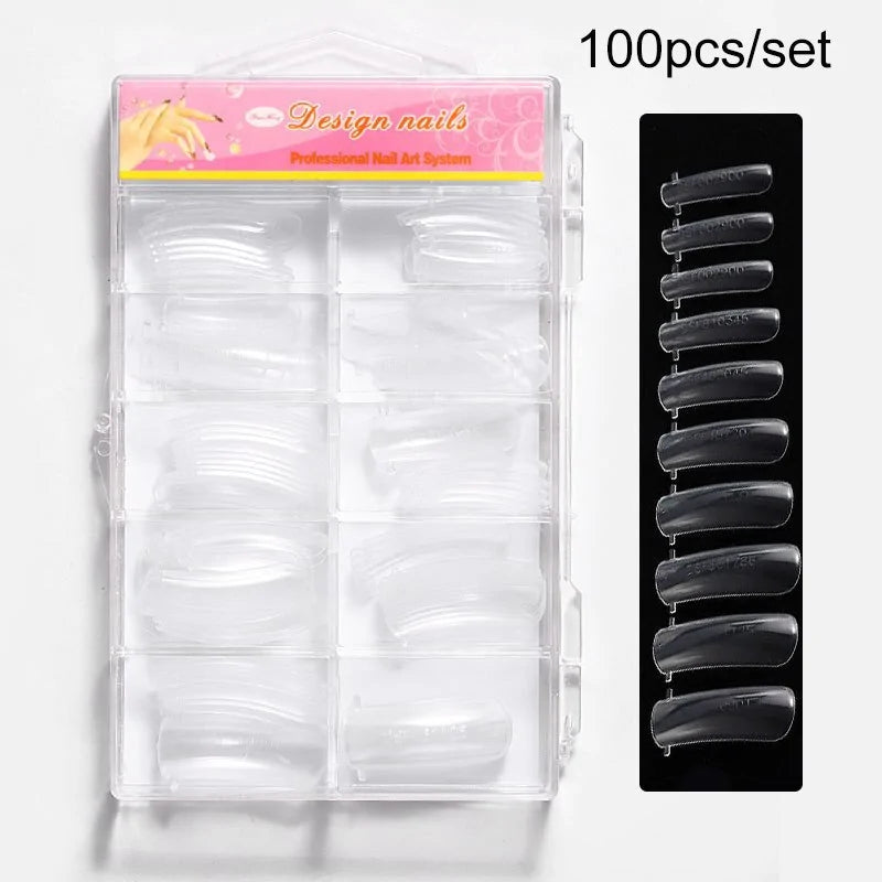 Natural Clear False Acrylic Nail Tips - Full/Half Cover Tips - 500pcs