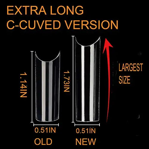 XXL C Curve Half Cover French False Nail Tips - 500/100pcs