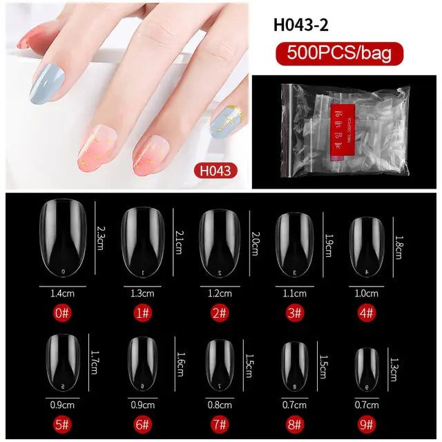 500-Piece False Nail Tips Box - Variety of Shapes, High-Quality ABS Material