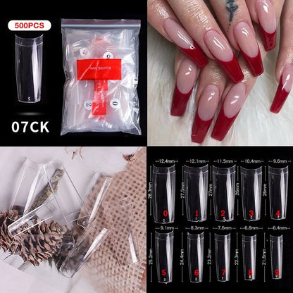 Natural Clear False Acrylic Nail Tips - Full/Half Cover Tips - 500pcs