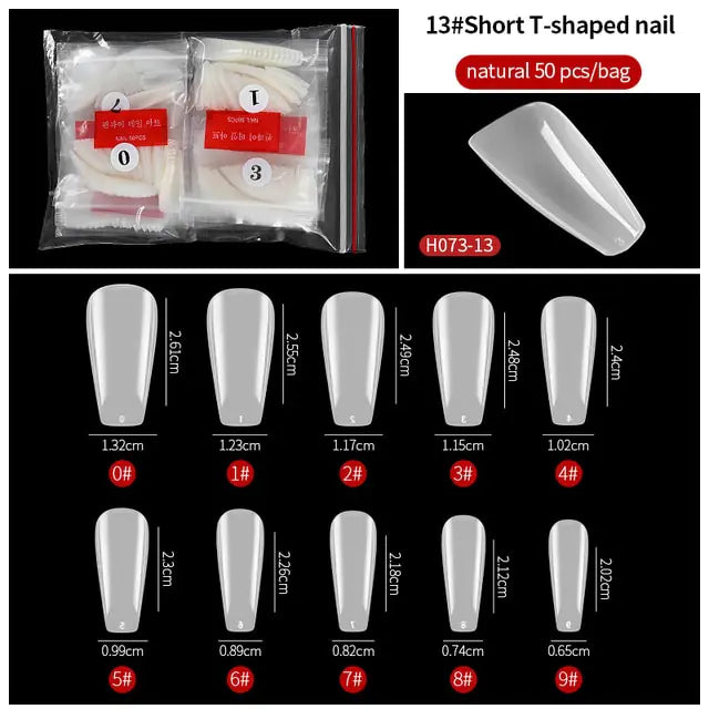 500-Piece False Nail Tips Box - Variety of Shapes, High-Quality ABS Material