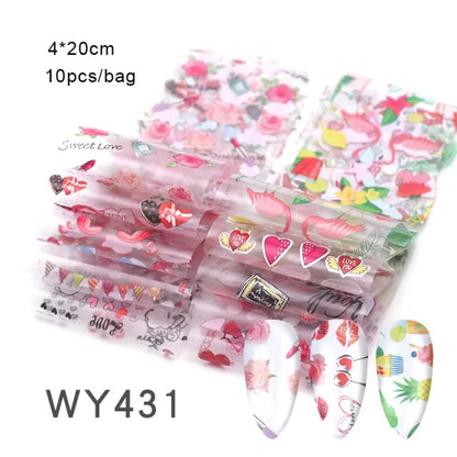 Mix Nail Art Transfer Stickers - 10pcs