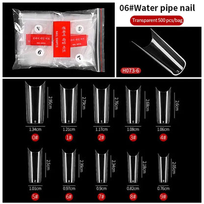 500-Piece False Nail Tips Box - Variety of Shapes, High-Quality ABS Material