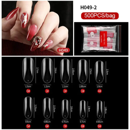 500-Piece False Nail Tips Box - Variety of Shapes, High-Quality ABS Material