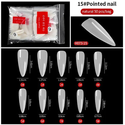 500-Piece False Nail Tips Box - Variety of Shapes, High-Quality ABS Material