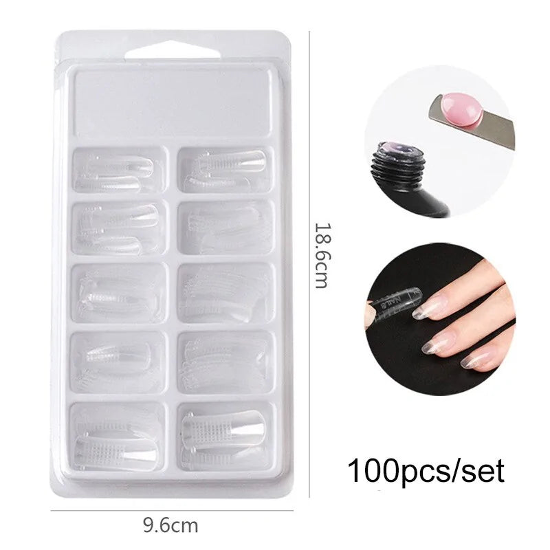 Natural Clear False Acrylic Nail Tips - Full/Half Cover Tips - 500pcs