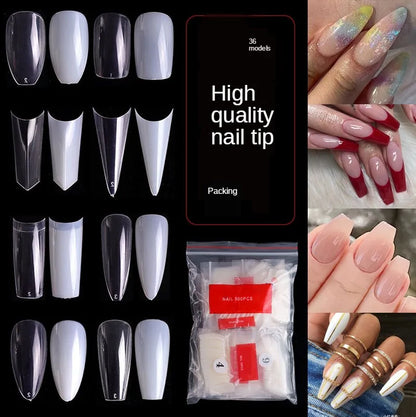 Natural Clear False Acrylic Nail Tips - Full/Half Cover Tips - 500pcs