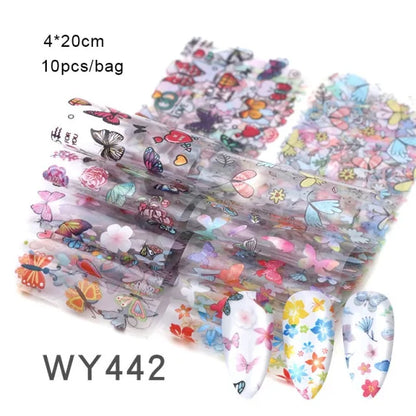 Mix Nail Art Transfer Stickers - 10pcs